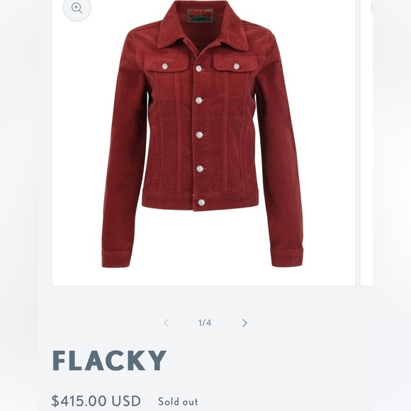 Daily Blue Denim Flacky Trucker Jacket in Ruby Rust Velveteen Corduroy Large NEW - Picture 1 of 16